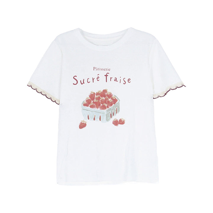 Dame T-shirt med legende print og maritime detaljer Stilla