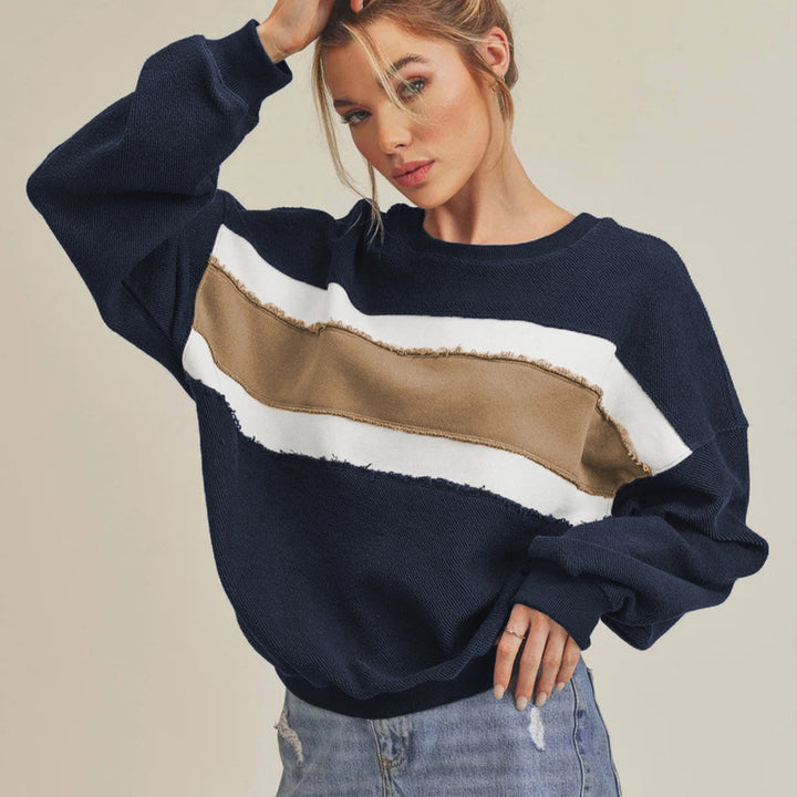 Dame afslappet sweatshirt med moderne stribe detaljer og oversized snit Stilla