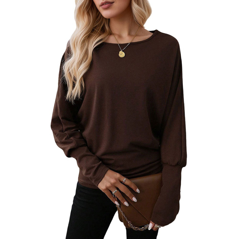 Kvinders oversized langærmet skjorte med elegant rund halsudskæring og afslappet design Stilla
