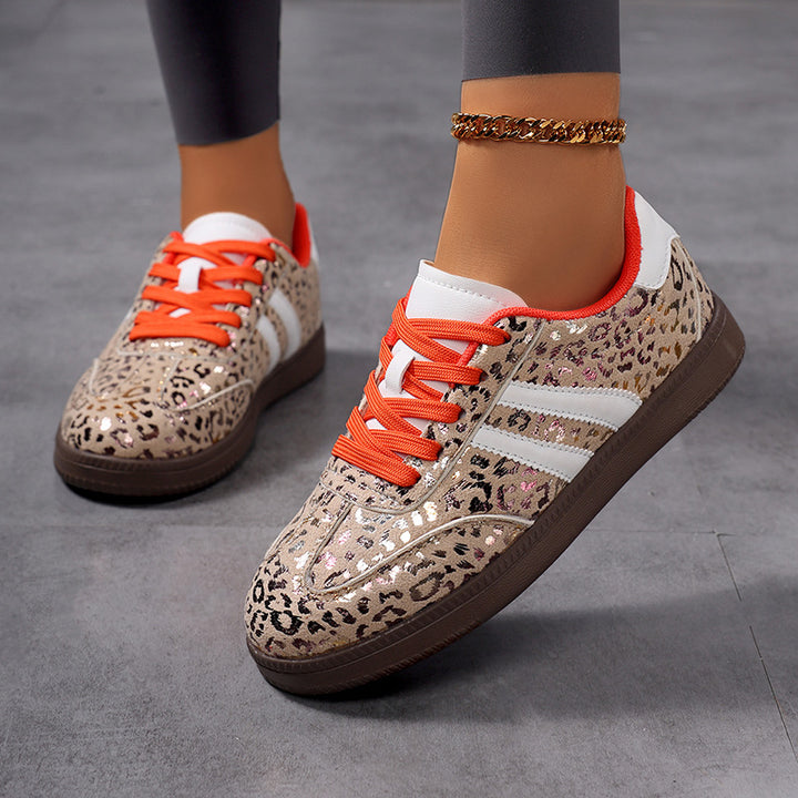 Dame nan leopardmønster wildlærgslook sneakers med ergonomisk polstret sål og skridsikre gummisåler skovae