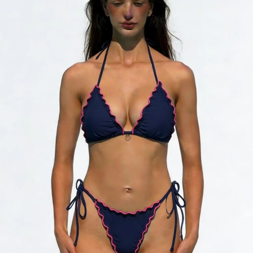 Dame Triangel-Bikini-Sæt med raffinerede ruffles detaljer Skovae