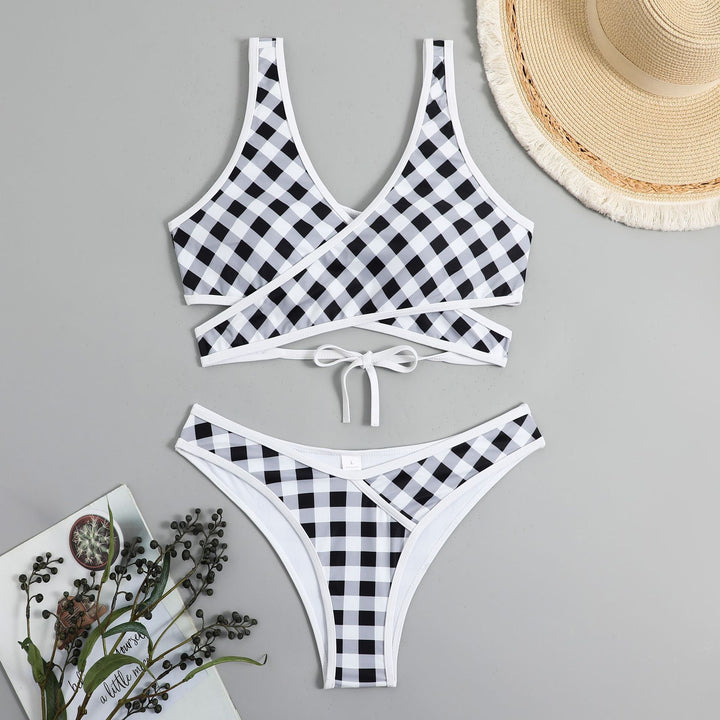 Kvinder Gingham Print Cut-Out Bikini Sæt Stilla