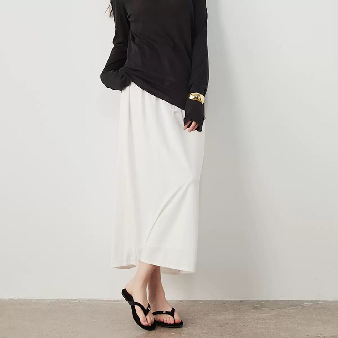 Dame Elegante Maxi-nederdel med flydende snit og sideslids Stilla
