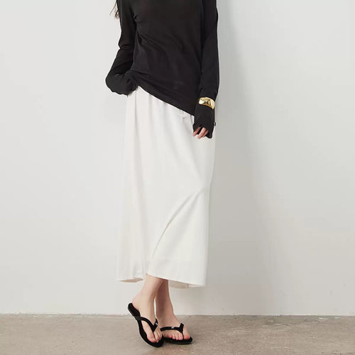 Dame Elegante Maxi-nederdel med flydende snit og sideslids Stilla