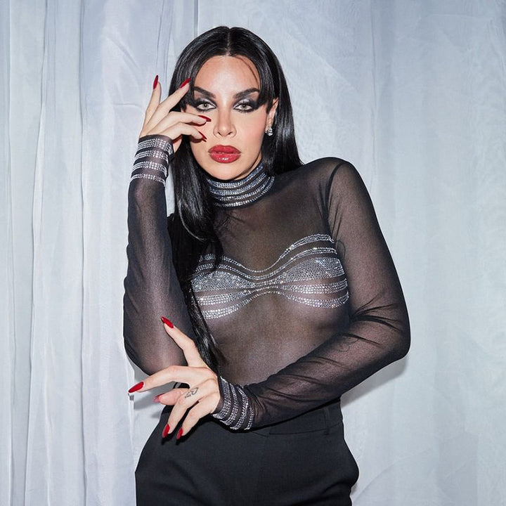 Femme Transparent Højkrave-Body Stilla