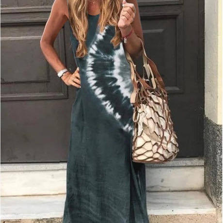 Kvinders maxikjole med moderne tie-dye design og afslappet pasform Stilla