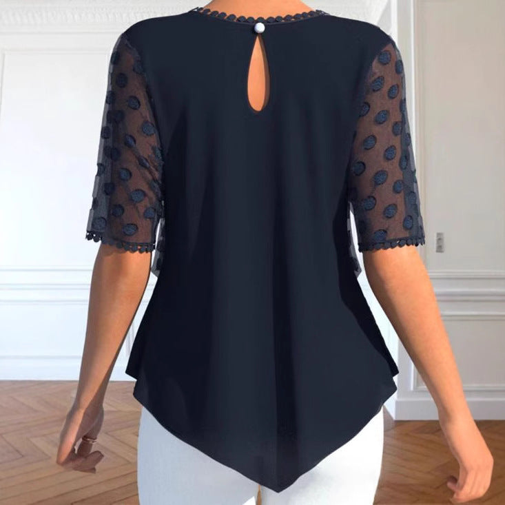 Damebluse med elegante strukturerede detaljer og modeindsats Stilla