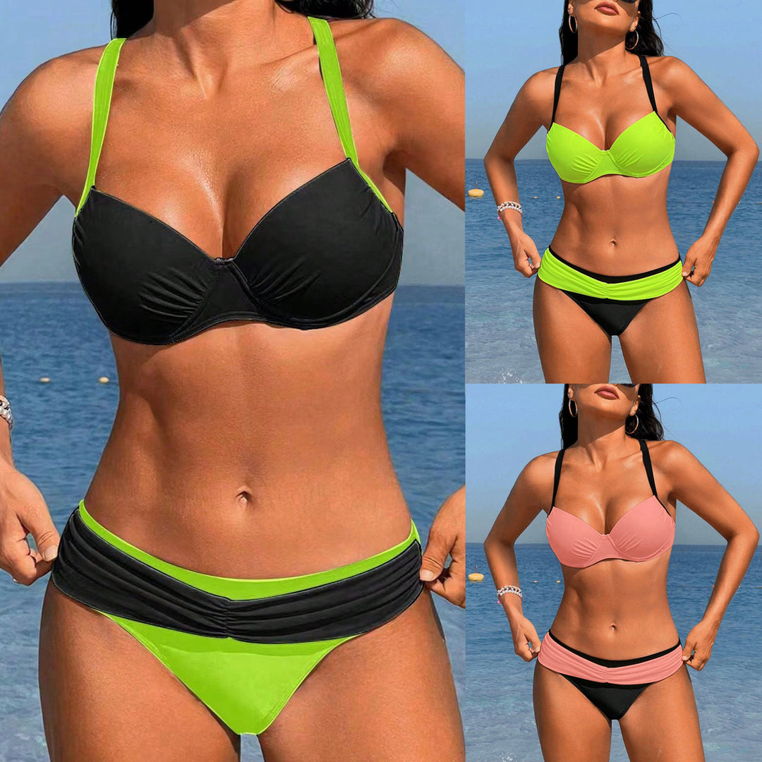 Dame Push-Up-Bikini med justerbare stropper og moderne indpakningsdesign Skovae