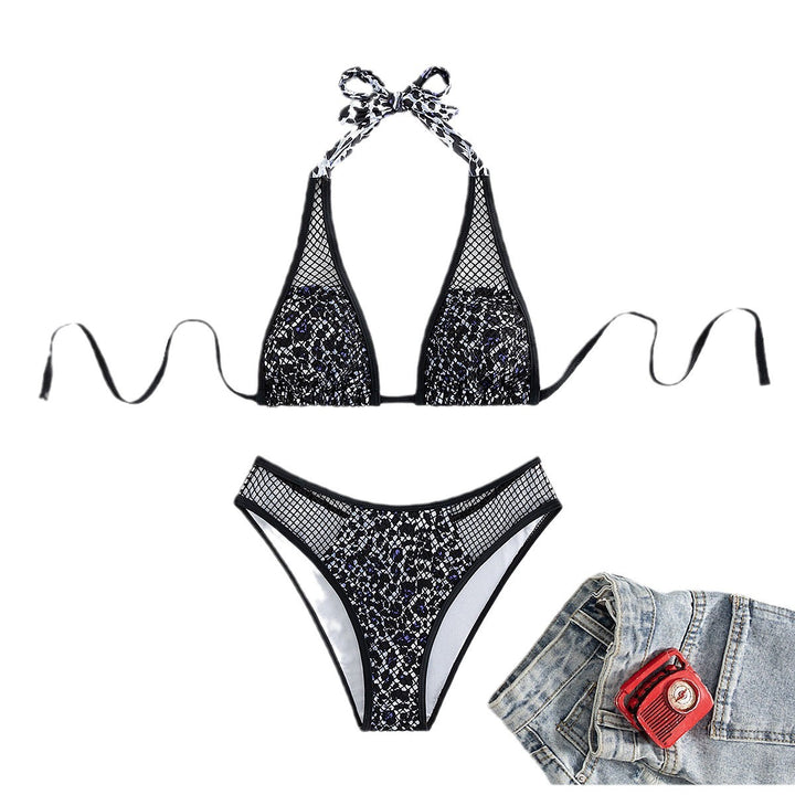 Dame Mesh-overlay trekant bikini sæt Stilla