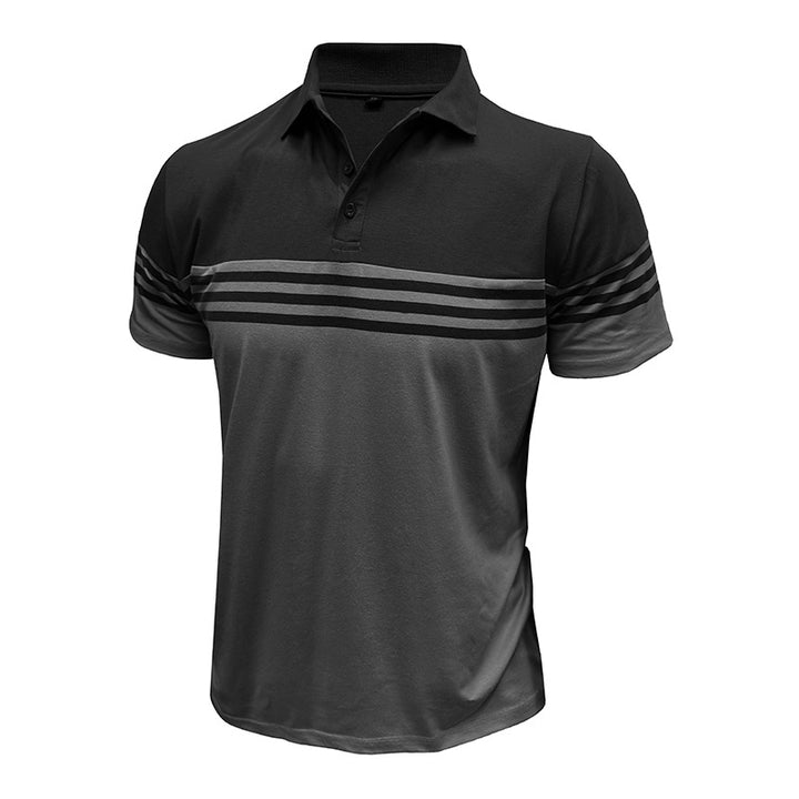 Herre polo-shirt med moderne stribemotiv og åndbart stof Stilla