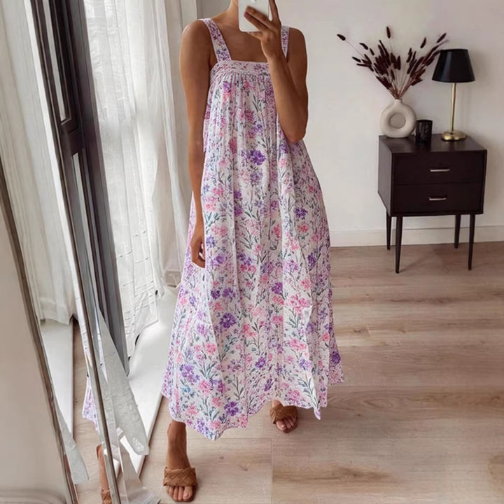 Dame maxikjole med blomsterdesign og luftig pasform Skovae