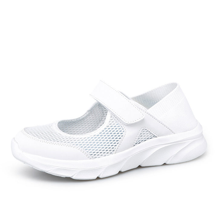 Dame nan Komfort-Remmepumpsneaker med velcro lukning, sømløs strikk skaft og dæmpende let sål Skovae