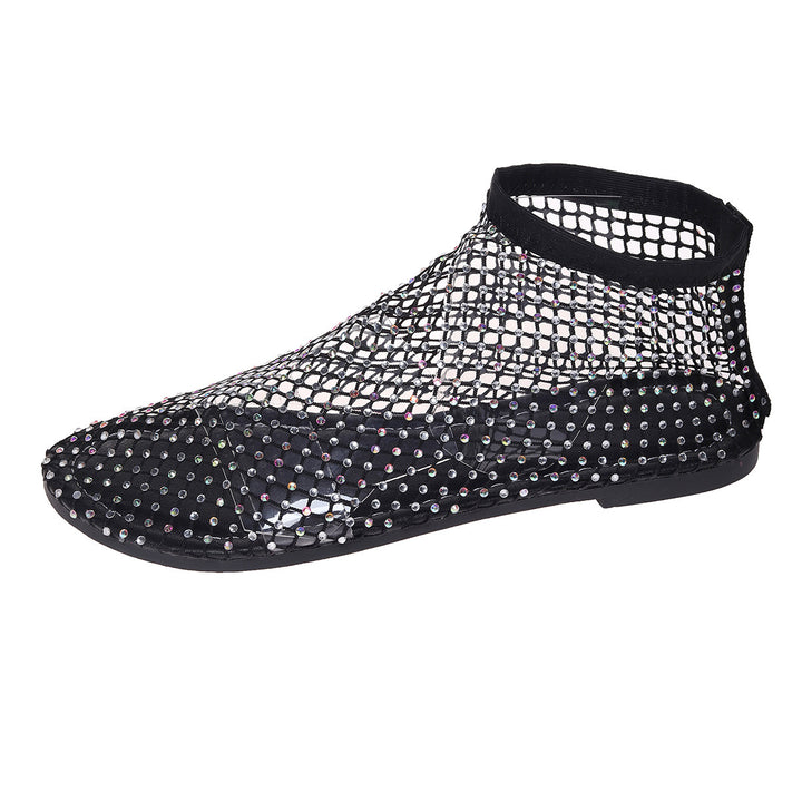Dame net-boots med glitrende accenter og elastisk skaft Stilla