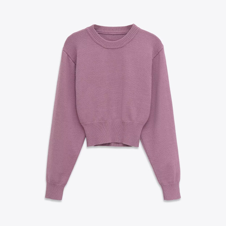 Dame afslappet strikket pullover med hængende skuldre og elastisk kant Stilla
