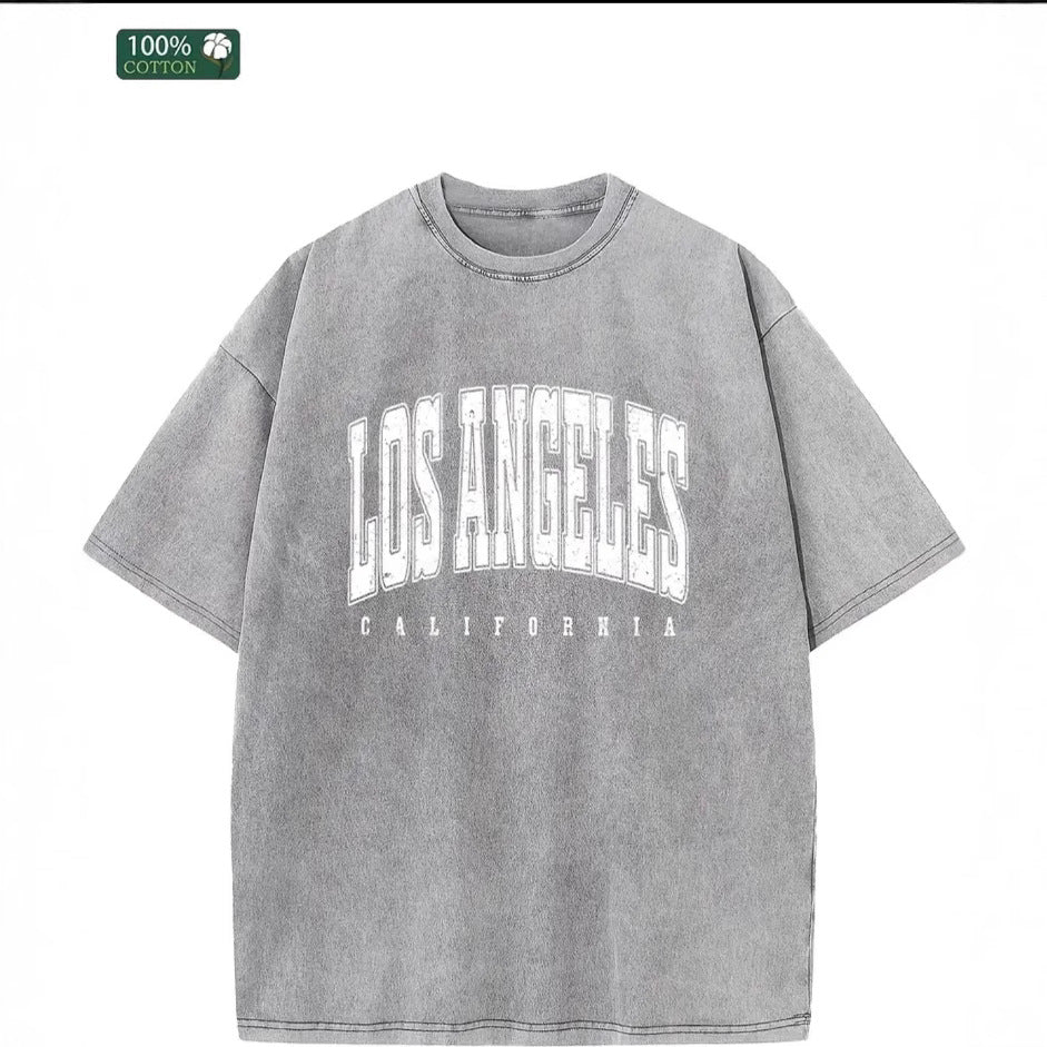 Dame Oversized T-shirt med Vintage Los Angeles Print og afslappet snit Stilla