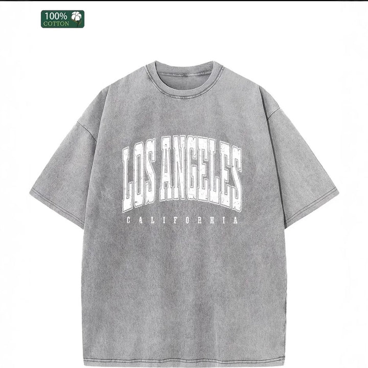 Dame Oversized T-shirt med Vintage Los Angeles Print og afslappet snit Stilla
