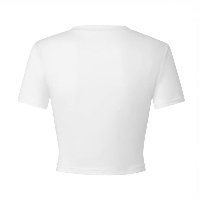 Dame T-shirt med kreativ kirsebærmotiv og funklende glitreffekt Skovae