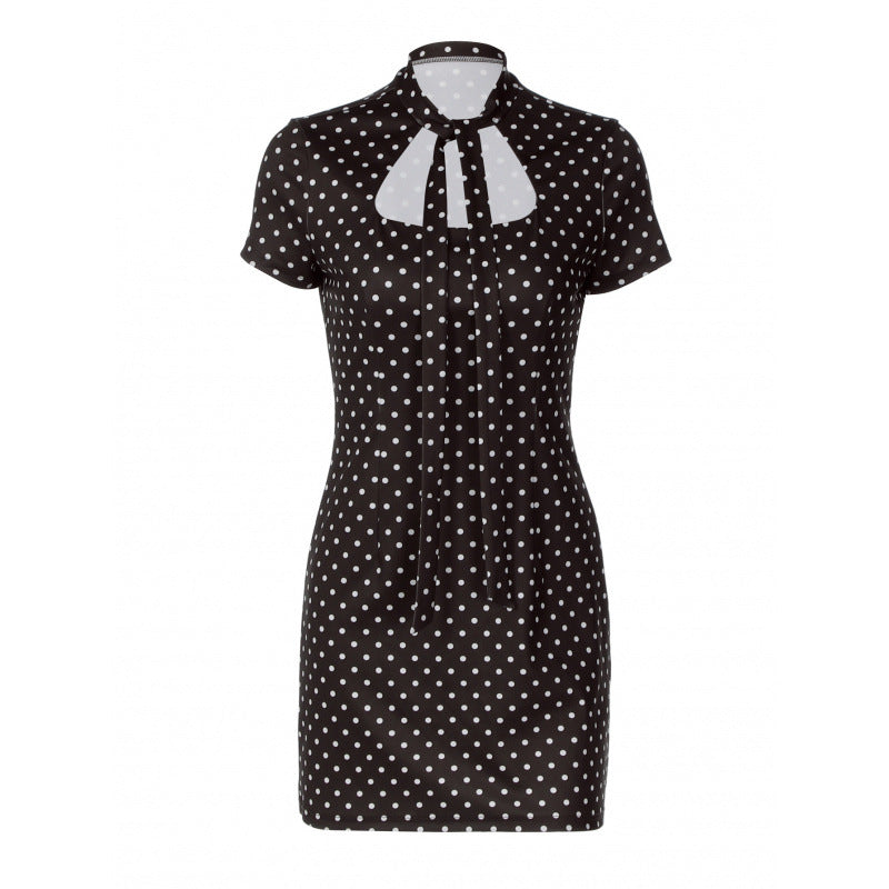 Damen Polka-Dot Minikleid mit schickem Halterkragen und figurbetonter Silhouette Skovae