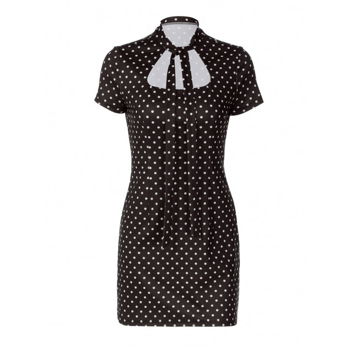 Damen Polka-Dot Minikleid mit schickem Halterkragen und figurbetonter Silhouette Skovae