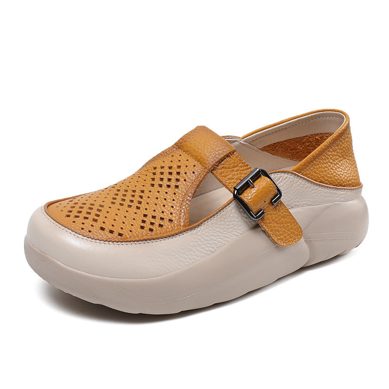 Dame Læder Spænde Clogs med perforeret Design Stilla