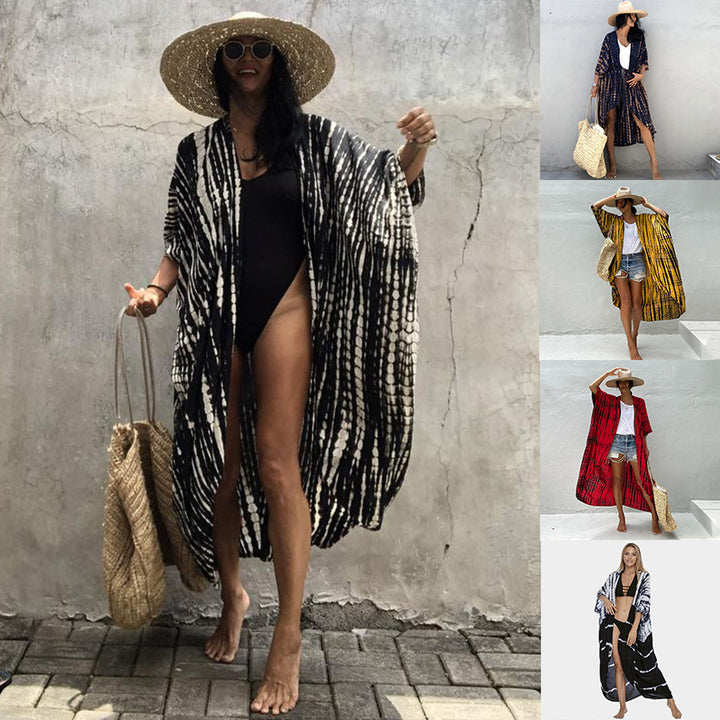 Dame Strandkimono med moderne batikdesign og afslappet snit Stilla