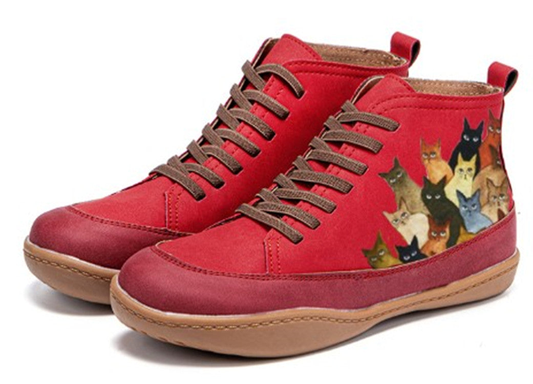 Dame High-Top Sneakers med unikt katte design Stilla