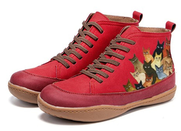 Dame High-Top Sneakers med unikt katte design Stilla