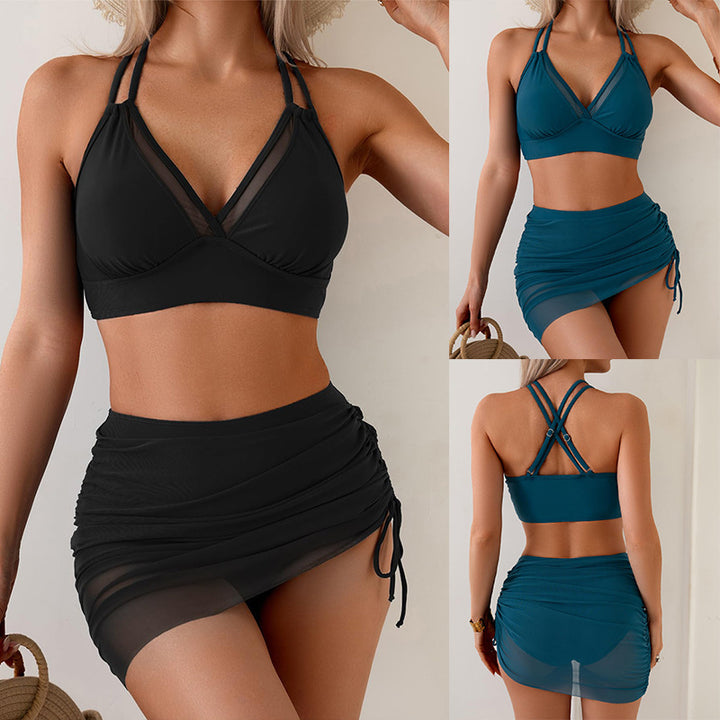 Dame bikinisæt med stilfuld tylskørt og justerbare stropper Stilla