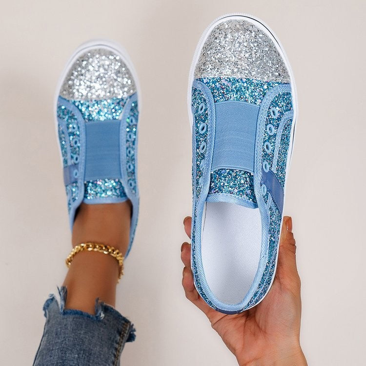 Dame Glitrende Slip-On Sneakers med elastisk indgreb og skridsikker sål Stilla