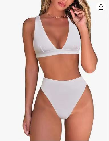 Dame Høj taljeret Bikini Sæt med V-Udskæring Skovae