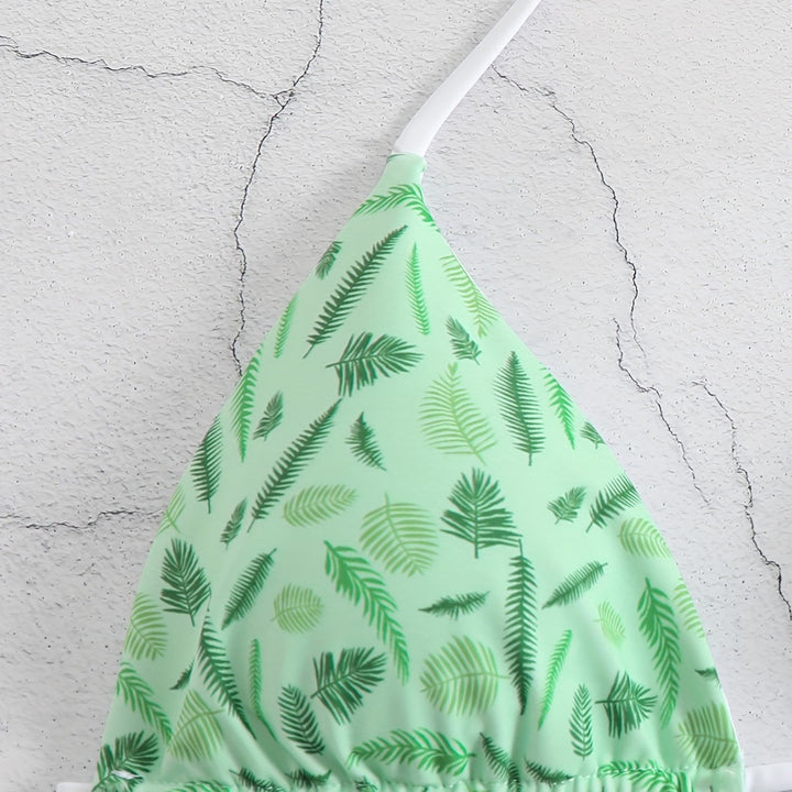Damer trendy trekant-bikini med botanisk mønster Skovae