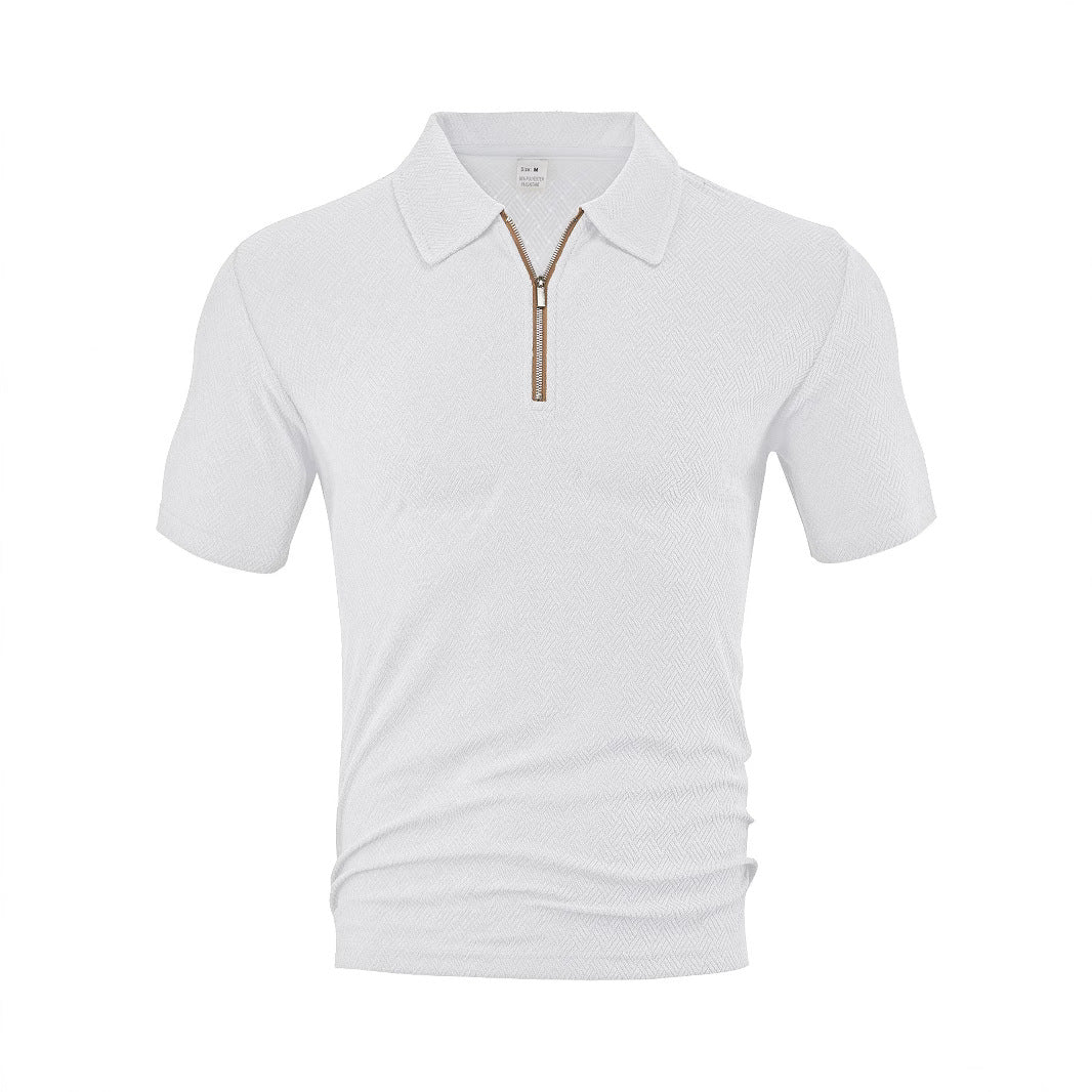Herrer sporty kortærmet polo med lynlås og struktureret design Stilla