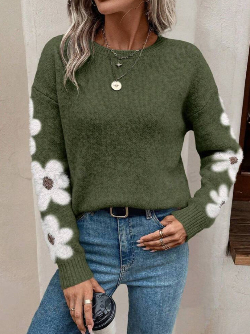 Kvinders sweater med blomsterdesign og tekstureret jersey Stilla
