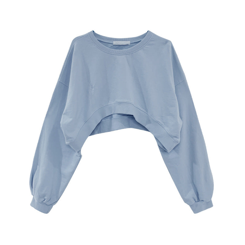 Kvinders afslappede crop sweatshirt med løse ærmer og moderne snit