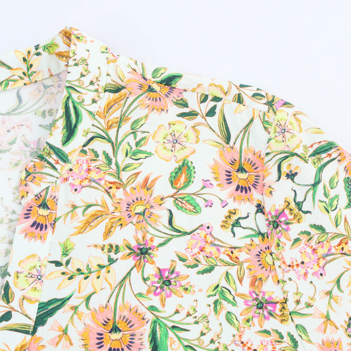 Dame Floral Print Maxi Kjole med Bælte-Detail Stilla