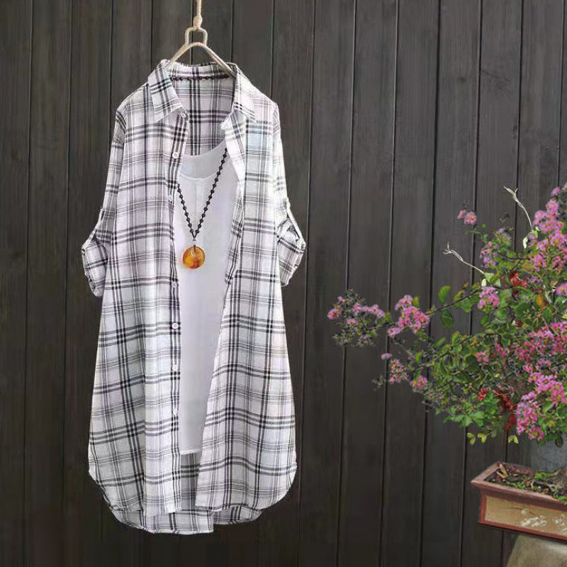 Damer letternettet ternet Button-Up-bluse Stilla