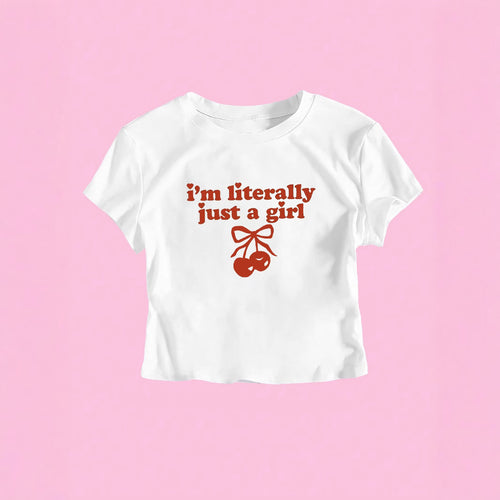 Dame Crop-T-Shirt med frække kirsebærmotiv og legende kunstnerisk design Skovae