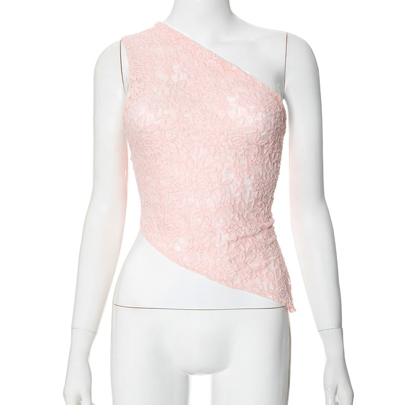 Femme asymmetrisk spidsetop Stilla