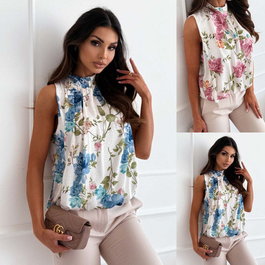 Dame let bluse med eksklusivt blomsterprint Stilla