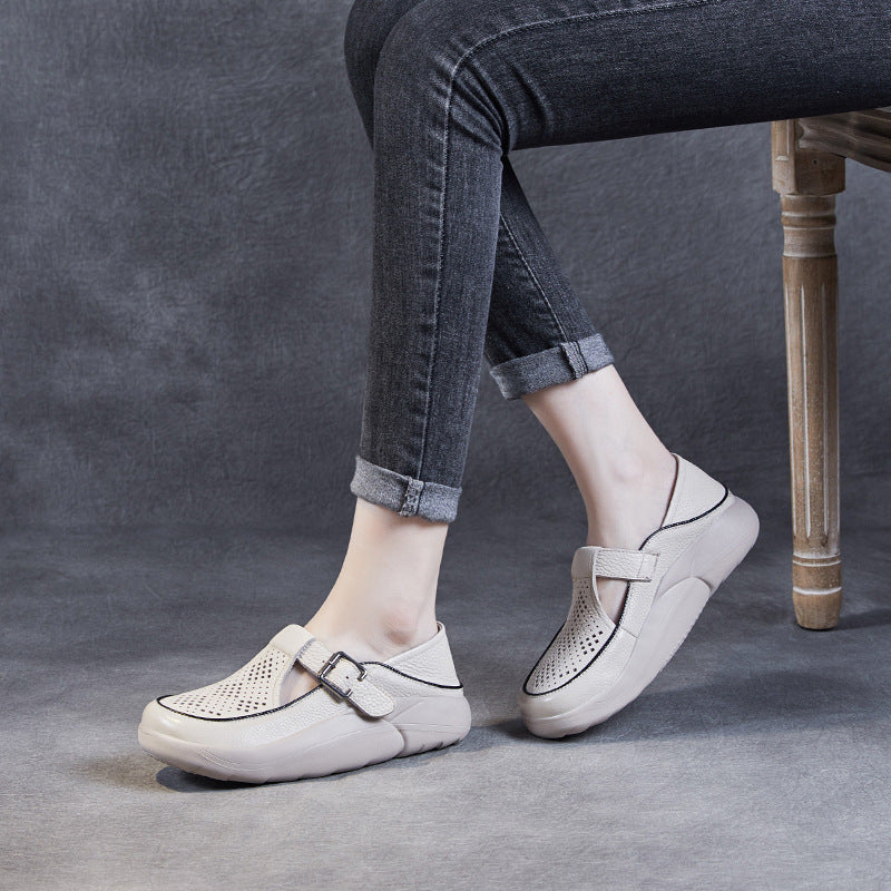 Dame Læder Spænde Clogs med perforeret Design Stilla