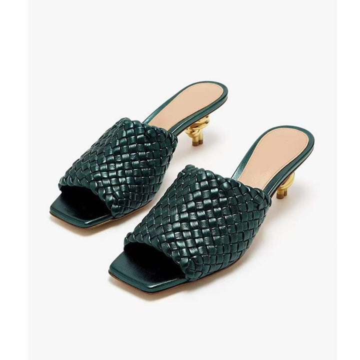 Femme Woven Slide Sandaler med skulpturel knyttet hæl Stilla