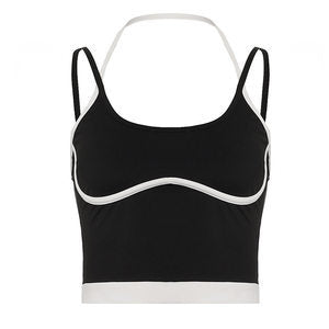 Dame mode crop top med bindebånd og dobbelt strop Skovae