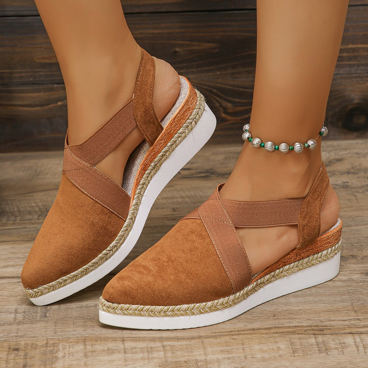Dame nan Velours-Slingback-Kile med spids forfod, flettet jutebånd og dämpende løbsål Skovae