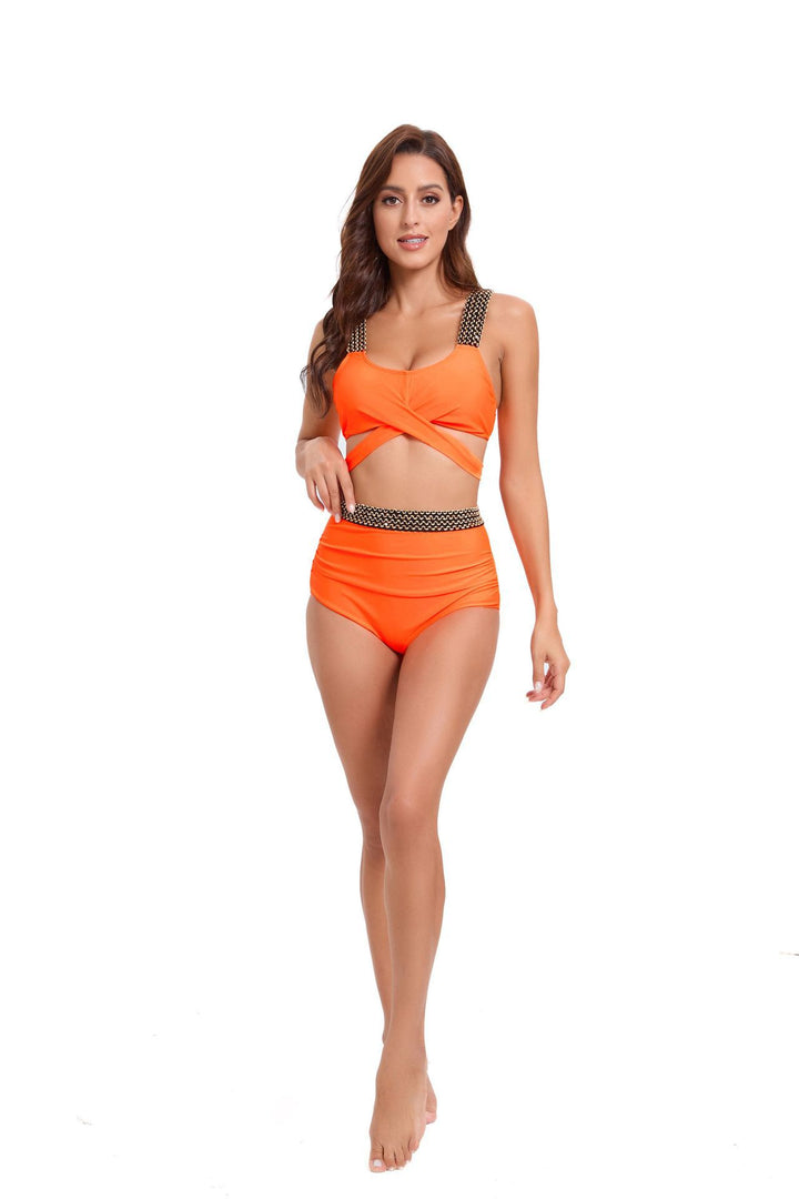 Dame High-Waist-Bikini-Sæt med moderne indpakningsdesign og elegante stropdetaljer Stilla
