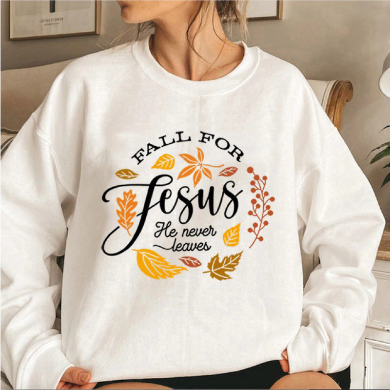 Kvinders sweatshirt med inspirerende botanisk efterårsdesign og behageligt blødt inderfor Stilla