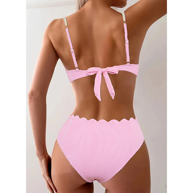 Dame Push-Up-Bikini med rynkning og elegante stropper Skovae