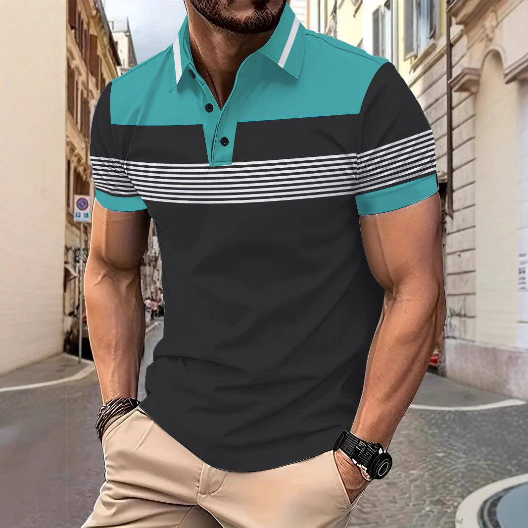Herrer Poloshirt med moderne kontraster og stiliseret stribedesign Stilla