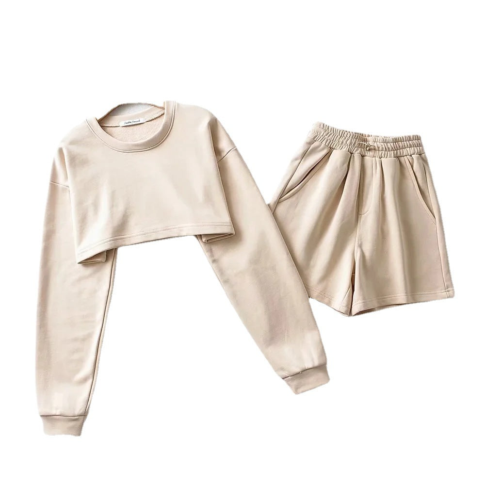 Damerne afslappet crop top og shorts sæt Skovae