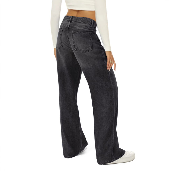 Dame brede højtaljede jeans med elegant snit Stilla