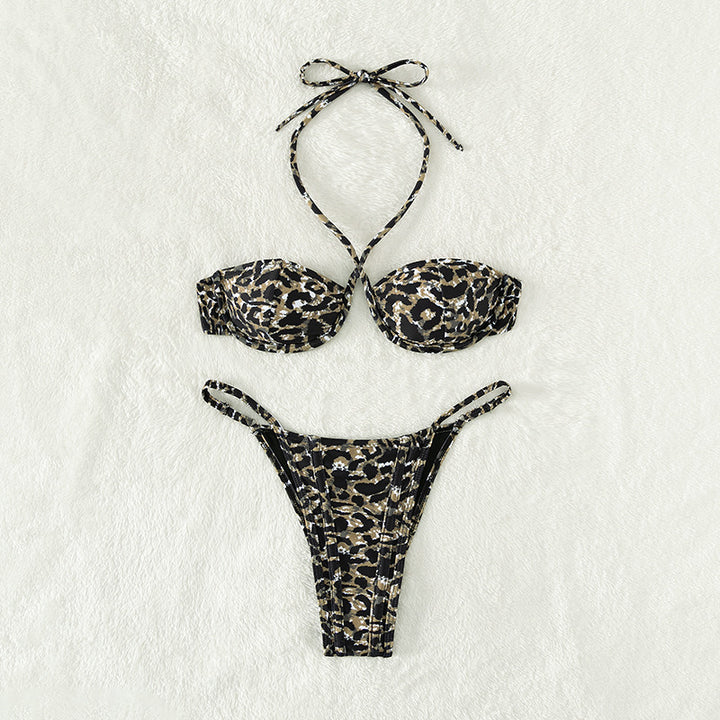 Dame bikini sæt med moderigtigt dyremønster og justerbare bindebånd Stilla